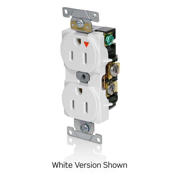 Toma 15A 125V 1F+N+T Doble Polo Tierra Aislado Leviton Grado Industrial Blanco - Image 2